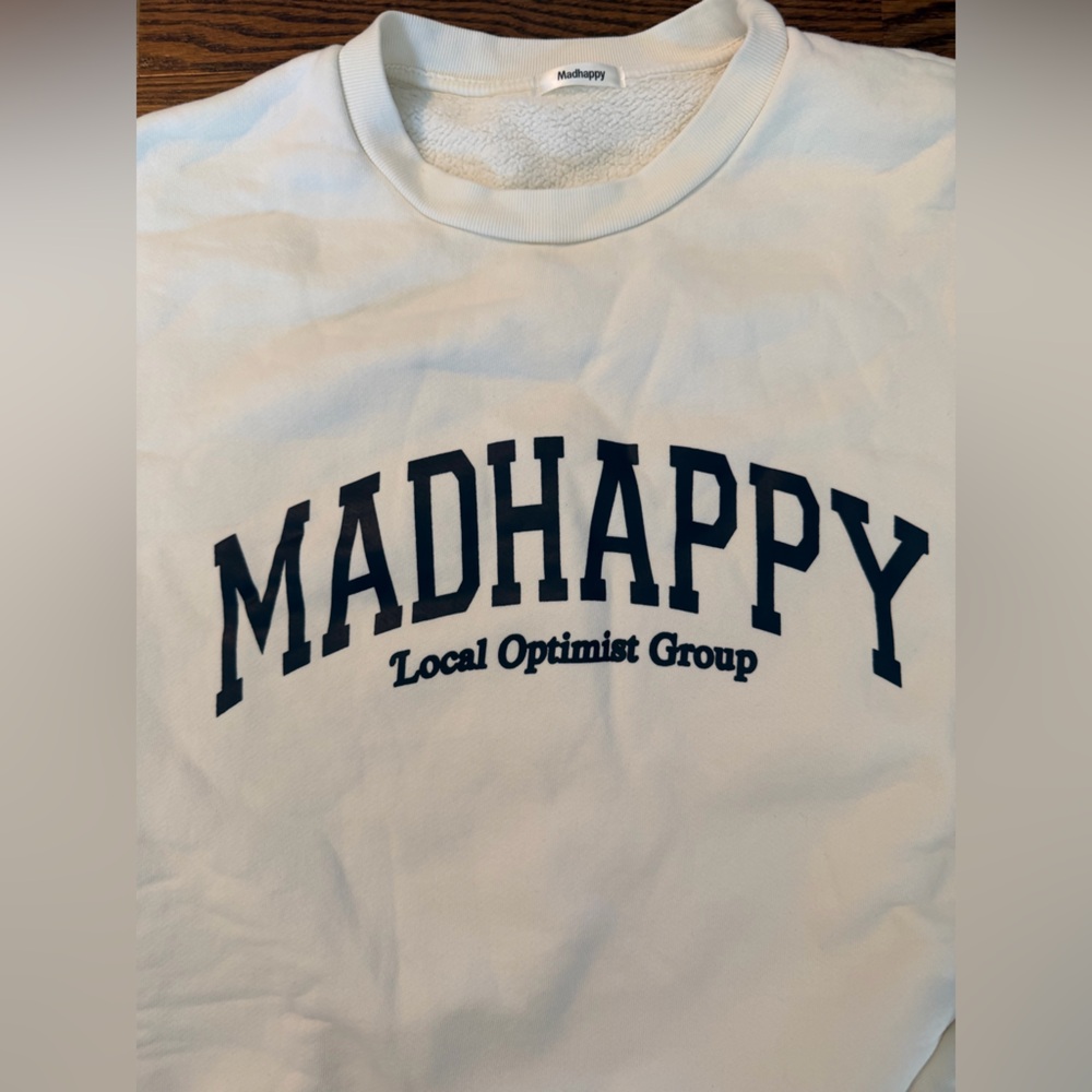 Madhappy White Sweatshirt with Navy Logo